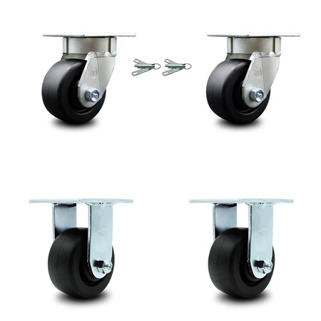 Service Caster 4 Inch Kingpinless Polyolefin Wheel Caster Swivel Locks 2 Rigid SCC, 2PK SCC-KP30S420-POR-BSL-2-R-2